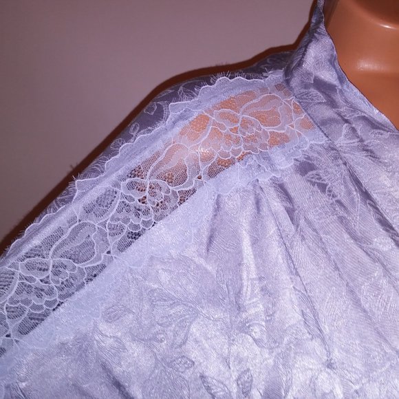 Victoria Secret Sleepwear Lingerie Robe Kimono Floral Blue Lace Trim Luxe Collec - Picture 5 of 12